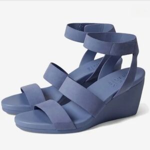 NATURALIZER SUPER SOFT LEATHER PERIWINKLE BLUE WEDGE SZ 10